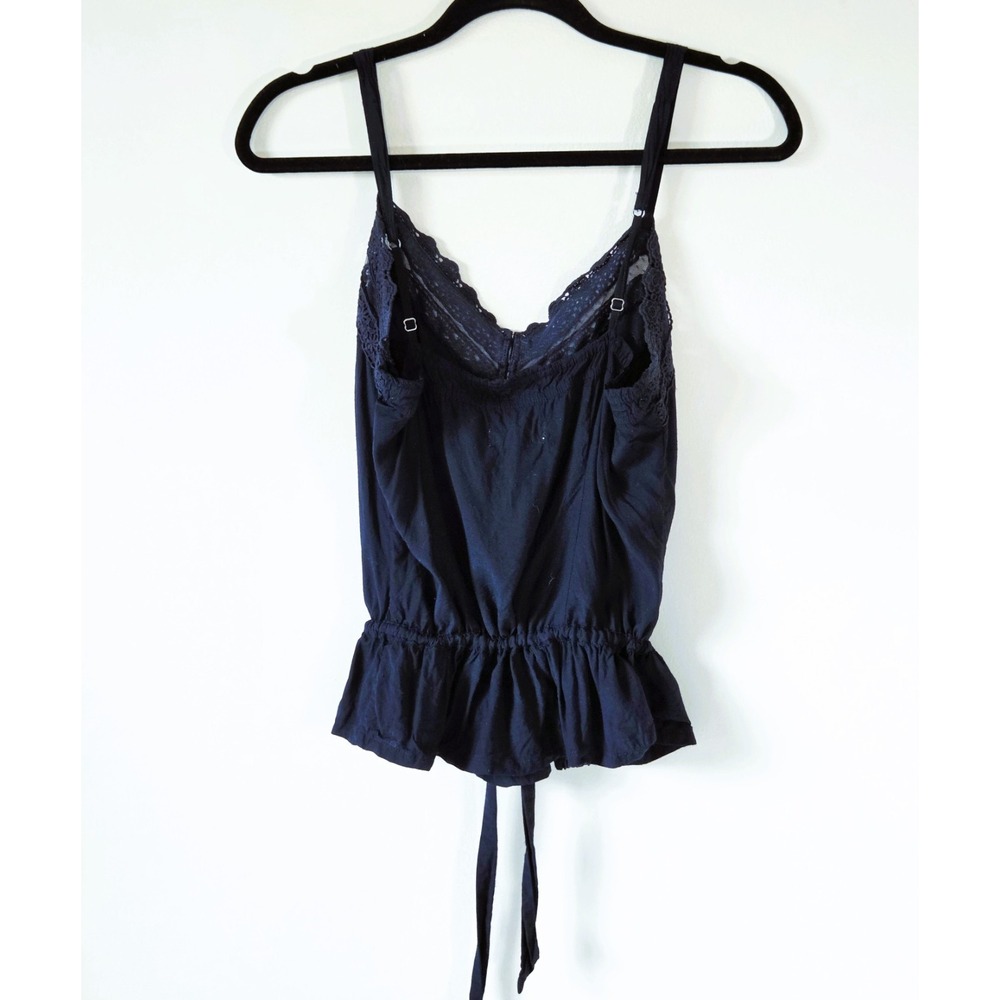 Vtg Y2K Hollister Crochet Lace Adjustable Straps Top Drawstring Waist Size L - Picture 2 of 7